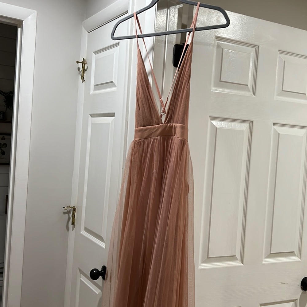 Luxxel Blush Tulle dress with two height front slits  (M)